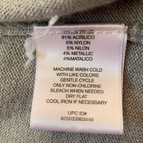 Sag Harbor Grey Sparkle 2 Button Cardigan Sweater 3/4sleeve size 1X - Picture 9 of 11